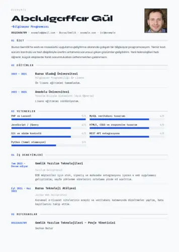 Bilgisayar Programcısı CV Örnekleri cv indir